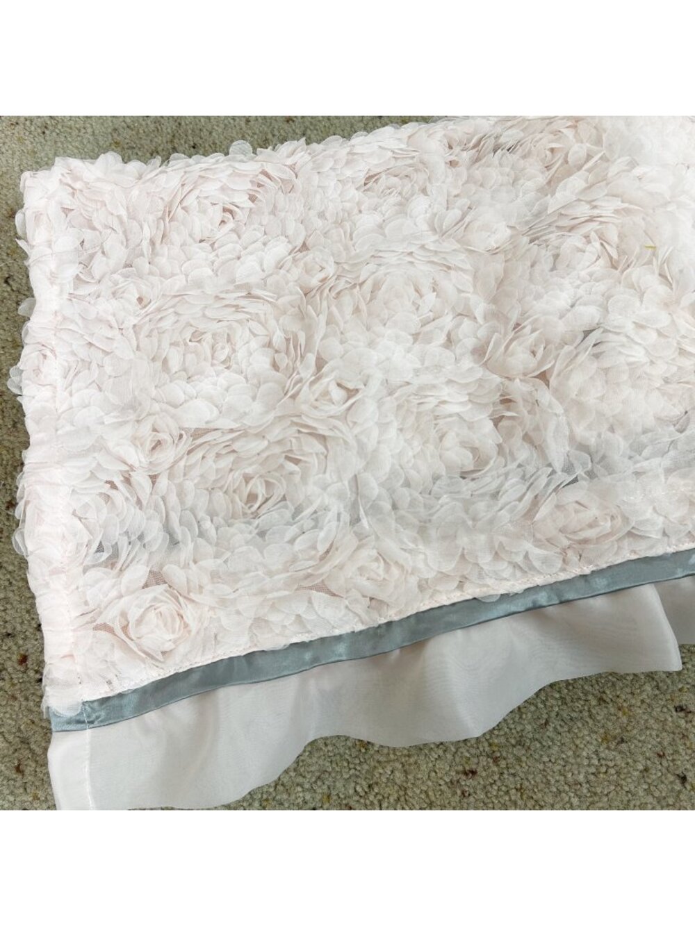 The Peanutshell Baby Girl Crib Skirt Pink Rosette Textured‎ Frilly